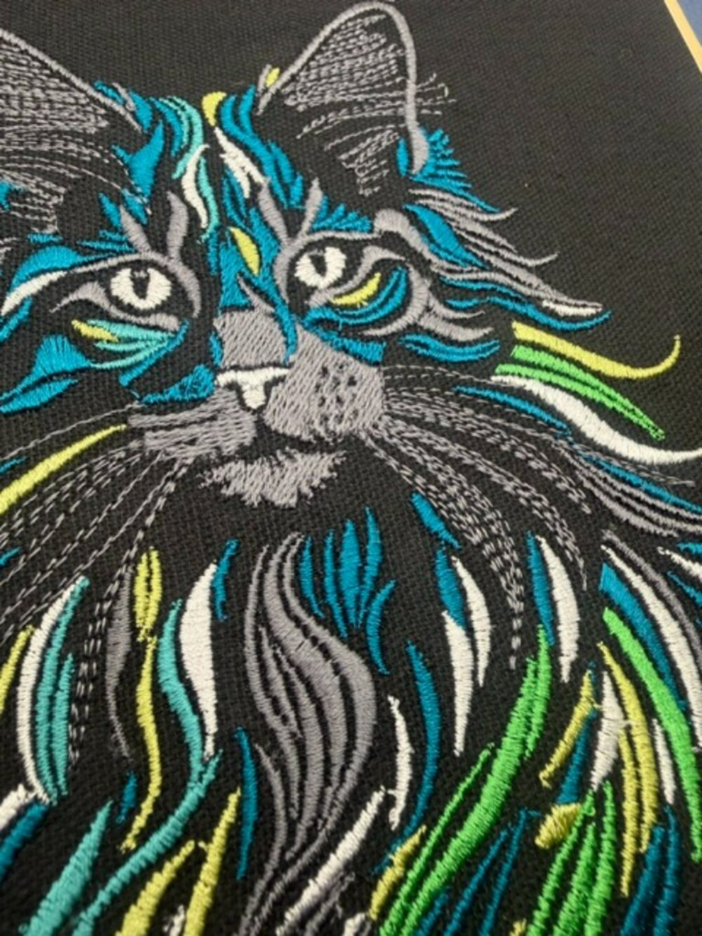 Homemade Multicolored Cat Embroidery Art - Picture 4 of 6